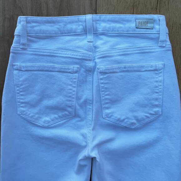 PAIGE CINDY CROP HIGH RISE DESTROYED HEM WOMEN’S JEANS sz 26 Crisp White - Picture 7 of 15